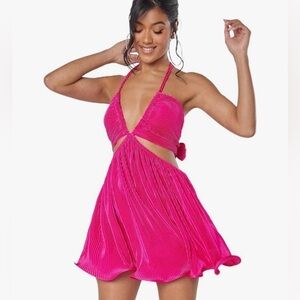 Elegant Pink Halter Dress